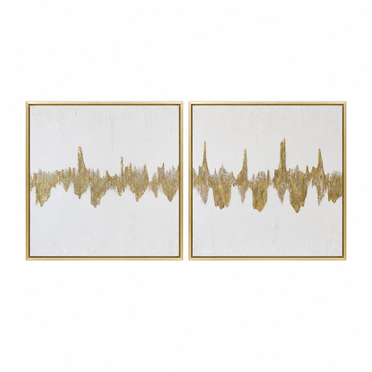 Raw Layers tweeluik met gouden getextureerde pieken op een witte achtergrond in twee gouden baklijsten.