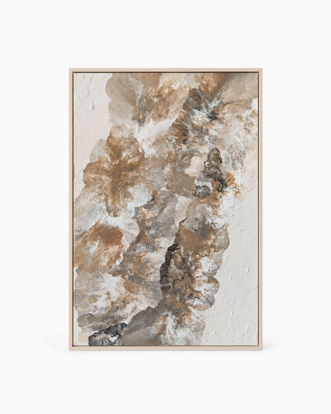 Marble Dreams abstract schilderij Natural Harmony in zachte beige- en steentinten.